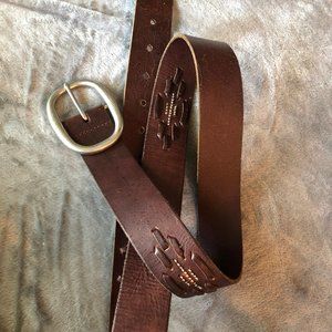 American Eagle Boho Beaded Brown Leather Belt